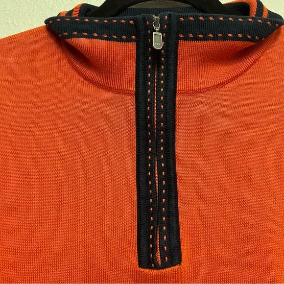 VTG St. Croix Regatta Orange Navy Men’s M Cotton Blend Quarter Zip Made In USA - Picture 3 of 7